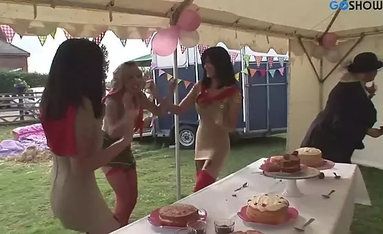 Sweet BBW Orgy Eating Cakes, Group Action More